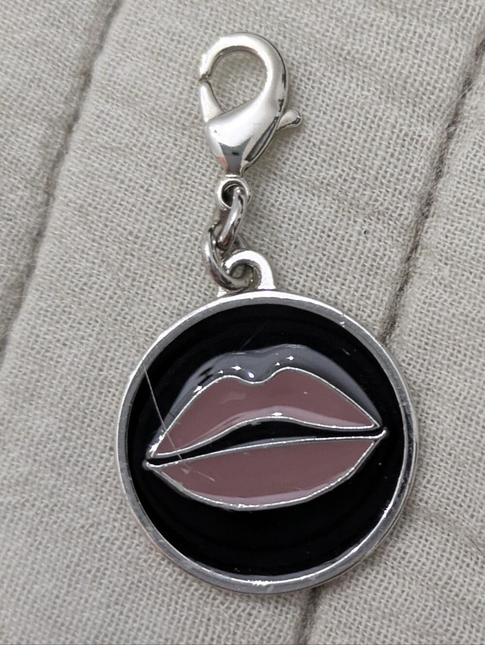 Dior Lip Charm Pendant - Pink Lips on Black